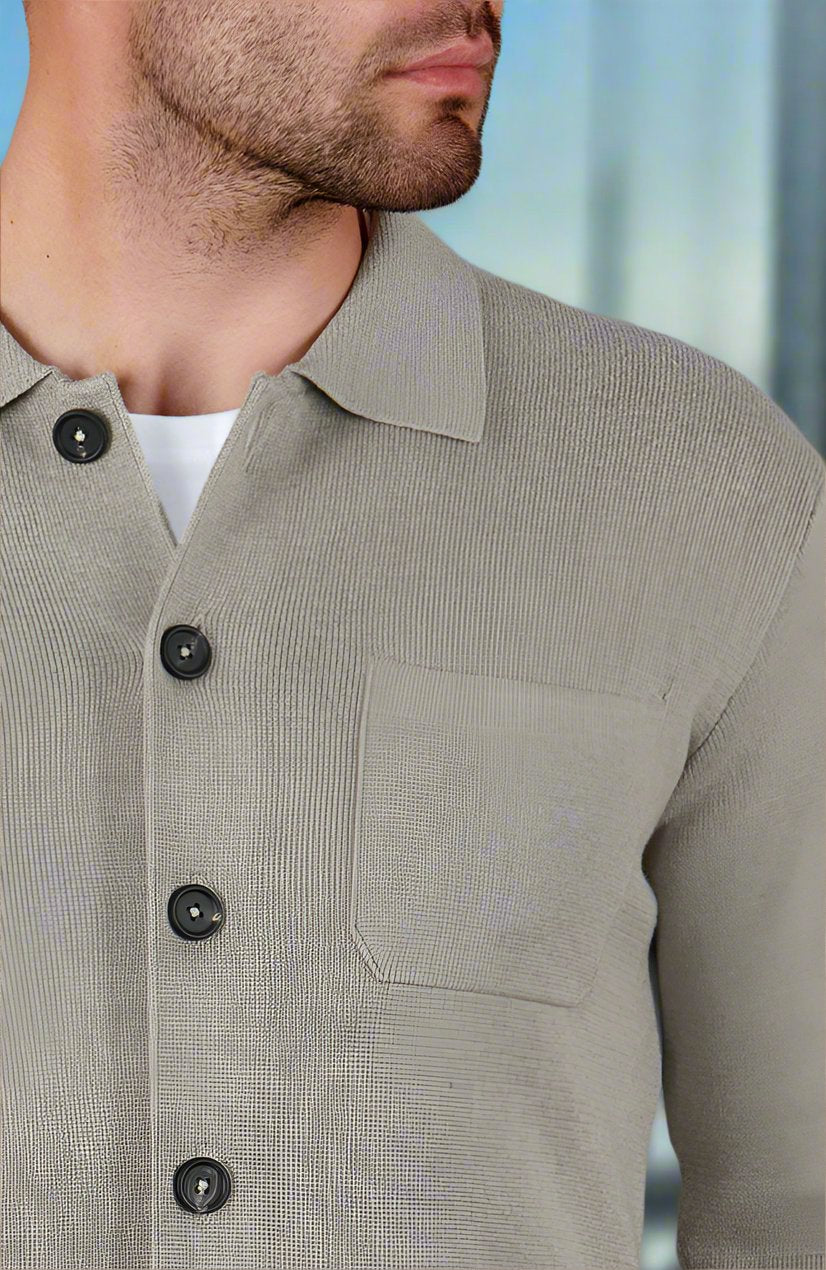 The Benjamin Knitted Overshirt - Fawn