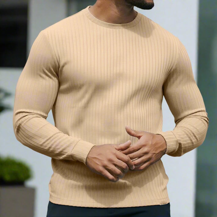 Premium Ribbed Knit Crewneck Sweater