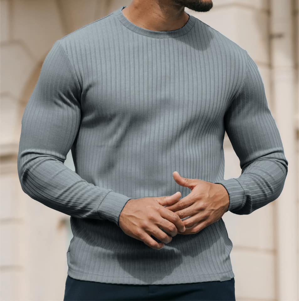 Premium Ribbed Knit Crewneck Sweater